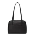Classic black PU leather shoulder bag, stylish retro boston handbag for women daily wear. - Black