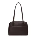 Large capacity shoulder bag underarm handbag casual versatile Boston bag in dark brown color - Coffee