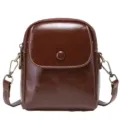 Stylish brown PU leather mini shoulder bag for women, perfect for daily casual wear. - Dark Brown
