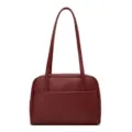 Burgundy PU leather retro shoulder bag chic minimalist boston handbag with double top handles - Red