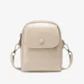 Stylish beige small square crossbody bag for women, versatile PU leather shoulder bag. - Off White
