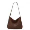 Brown PU leather commuter shoulder bag, vintage large capacity hobo crossbody bag. - Coffee
