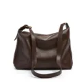 Dark brown leather women shoulder bag casual crossbody tote bag stylish daily commuter purse. - Coffee