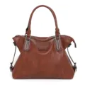 Brown women's tote bag large capacity retro PU leather handbag elegant shoulder bag main view - Tan
