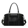 Black travel duffel bag large capacity casual shoulder bag stylish tote for women daily use. - Black