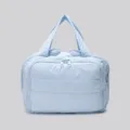 Light blue quilted cosmetic bag, portable waterproof travel handbag for daily storage. - Light Blue