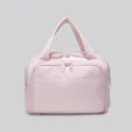 Pink quilted travel cosmetic bag portable waterproof lightweight handbag storage organizer. - Pink