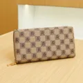 Stylish checkered long zip wallet for women, elegant daily clutch purse and card holder. - Khaki
