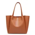 Brown large capacity tote bag for women, stylish wing shoulder bag for daily casual commuting. - Brown
