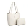 Minimalistische weiße Leder-Tragetasche mit passender Tasche, geräumige Schultertasche. - Weiß
