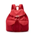 Red nylon casual backpack for women, stylish daypack with metal lock closure and spacious main compartment. - Red