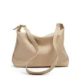Beige PU leather shoulder bag, casual commuting crossbody tote bag for women daily use. - Milky White