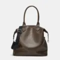 Retro brown women's crossbody shoulder bag, large capacity vintage tote with detachable strap. - Gray