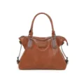 Women retro brown leather tote bag large capacity casual handbag daily commute shoulder bag - Chocolate
