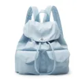 Light blue oxford fabric backpack, casual daily nylon rucksack with metal turn lock. - Light Blue