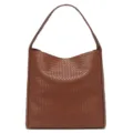 Stylish Brown Woven Leather Shoulder Bag Chic Casual Hobo Handbag for Daily Commuter - Caramel color