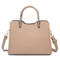 Classic minimalist women handbag in light khaki, stylish shoulder bag for daily commuting. - Off White