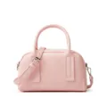 Pink leather Boston handbag for women, stylish top handle and crossbody shoulder bag. - Pink