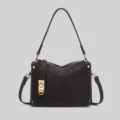 Matte soft leather underarm bag, casual solid color shoulder crossbody bag for women. - Coffee