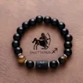 Men's natural stone zodiac bracelet with Sagittarius charm stylish beaded jewelry gift. - Sagittarius