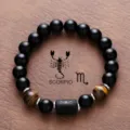 Scorpio zodiac black bead and tiger eye stone bracelet for men and women fashion jewelry - Scorpio
