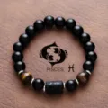 Pisces zodiac bracelet natural stone black beads luxury design fashion jewelry for men women - Pisces
