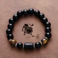 Men's Leo Zodiac Bead Bracelet Natural Tiger Eye Black Onyx Stone Charm Jewelry Gift - Leo