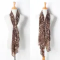 Bufanda larga de gasa con estampado de leopardo elegante para mujer, pañuelo ligero. - 155*72 cm / Estampado de leopardo de lino