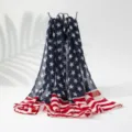 American flag pattern chiffon scarf, stylish and lightweight summer fashion accessory. - 145x50cm / Red with Both Sides Red