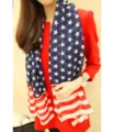 American flag chiffon scarf stylish star stripe women fashion neck accessory lightweight soft - 155x72cm / Flag Pentagram Red Both Sides (Approx 140-148cm)