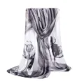 Chic black and white floral chiffon scarf, lightweight spring and summer sun protection shawl. - 160*50CM / Black & White Collection