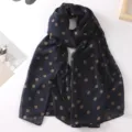Mujer pañuelo gasa lunares oversized ligero largo moda bufanda elegante azul oscuro estola. - 155*72 cm / Lunares Azul Marino