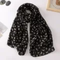Bufanda de gasa negra para mujer con estampado de silueta de animal ligera elegante accesorio - 155*72 cm / Gato Negro