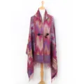 Ethnic style hooded shawl cape for women, thick tassel blanket scarf with toggle button. - Ethnic Style (GDK056) / Purple