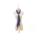 Blue pleated neck scarf with leather buckle, retro style versatile accessory for women - 145 - 18cm / Blue
