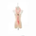 Pink pleated scarf neckerchief detail view, showing delicate striped fabric and metal ring. - 145 - 18cm / Pink