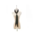 Black pleated neckerchief vintage style scarf with metal buckle detail elegant accessory for women - 145 - 18cm / Black