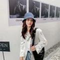 Women winter knit bucket hat Korean style casual cozy warm woolen cap stylish fashion headwear - M (56-58cm) / Blue