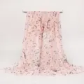 Women spring summer pink musical note print chiffon scarf fashion long neckerchief sunscreen - Light Pink