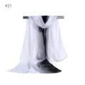 Women summer gradient chiffon scarf lightweight sun protection black white long scarf dress - Blue Dinosaur