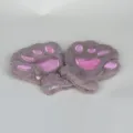 Gants patte de chat pelucheux hiver chaud mignons animaux mitaines pour femmes et hommes - Taille unique / Rose Café Clair