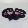 Gants pattes de chat en peluche noire, mitaines épaisses chaudes d'hiver cadeau mignon. - Taille unique / Noir Rose