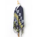 Autumn winter geometric pattern split cape shawl versatile tassel scarf for women warm cozy - 16# Navy & Grass Green