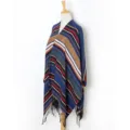 Autumn winter knitted geometric tassel poncho shawl cape for women warm versatile outerwear. - 24# Dark Blue & Grey