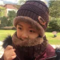 Ensemble bonnet et écharpe en tricot pour enfants, doublure polaire chaude et confortable. - Taille unique / Ensemble Bonnet et Cache-col / Café