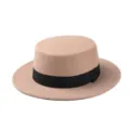 Chapeau plat en laine vintage pour femme homme automne hiver style britannique Fedora chic - Taille unique / Kaki