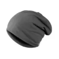 Bonnet slouchy gris foncé unicolore pour hommes et femmes, bonnet décontracté et confortable. - Taille unique / Gris foncé