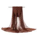 Women brown polka dot silk scarf lightweight breathable elegant neckerchief spring summer shawl - Small Polka Dots Coffee Brown