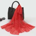 Red polka dot silk scarf fashion women neckerchief elegant handbag display accessory chic - Small Polka Dots Bright Red with White Dots