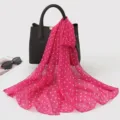 Pink Polka Dot Silk Scarf Variant, Elegant Lightweight Neck Scarf for Women and Daily Fashion Wear - Small Polka Dots Rose Red with White Dots